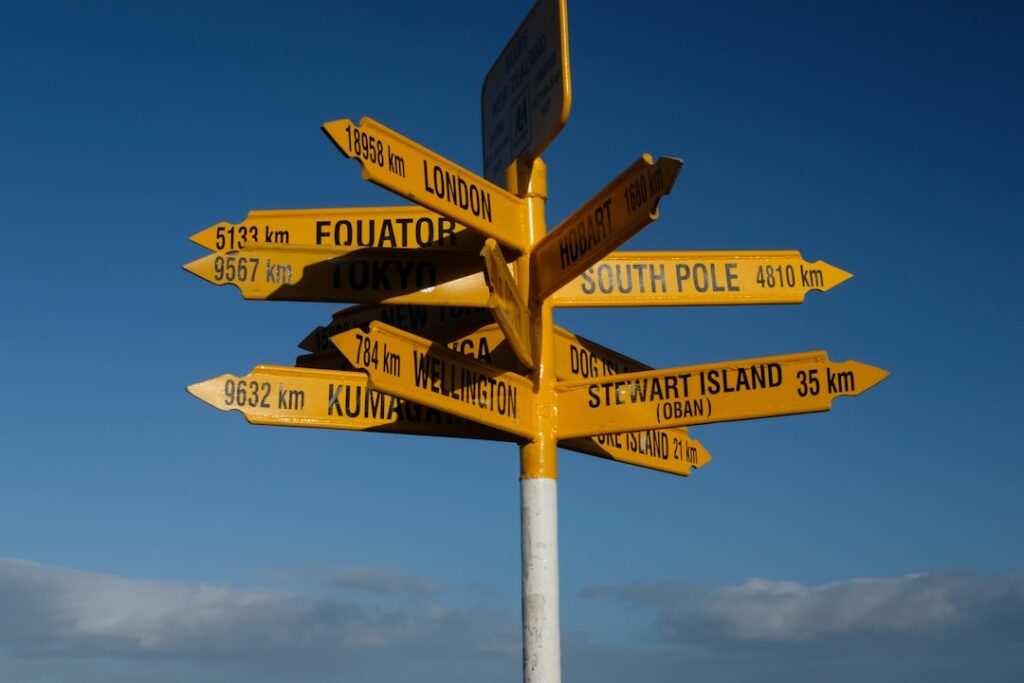 Directional signpost with multiple arrows pointing to different destinations, representing choosing between WordPress hosting options