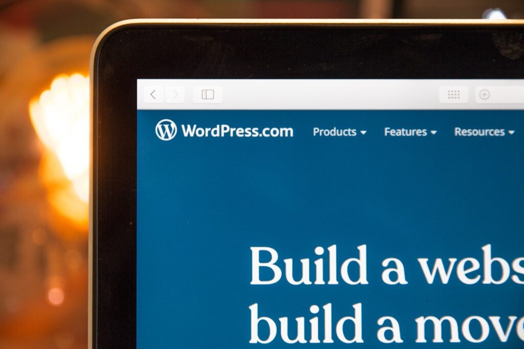 WordPress website displayed on computer monitor showing platform capabilities