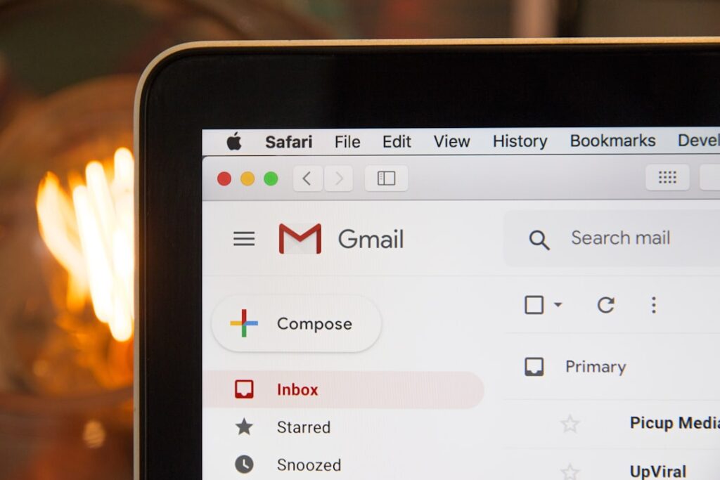 Gmail interface on laptop showing Google Workspace integration for AI-powered email and productivity tools