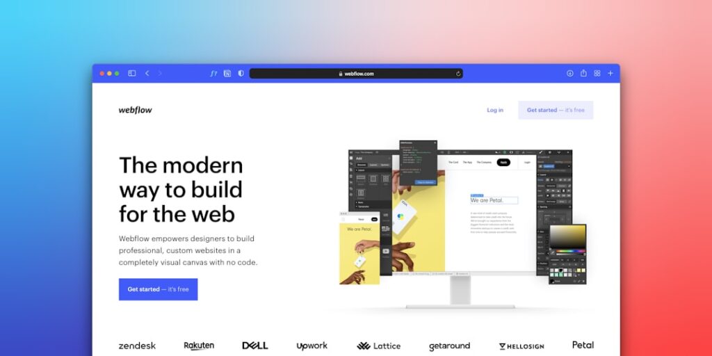 Website design templates and themes showcase interface