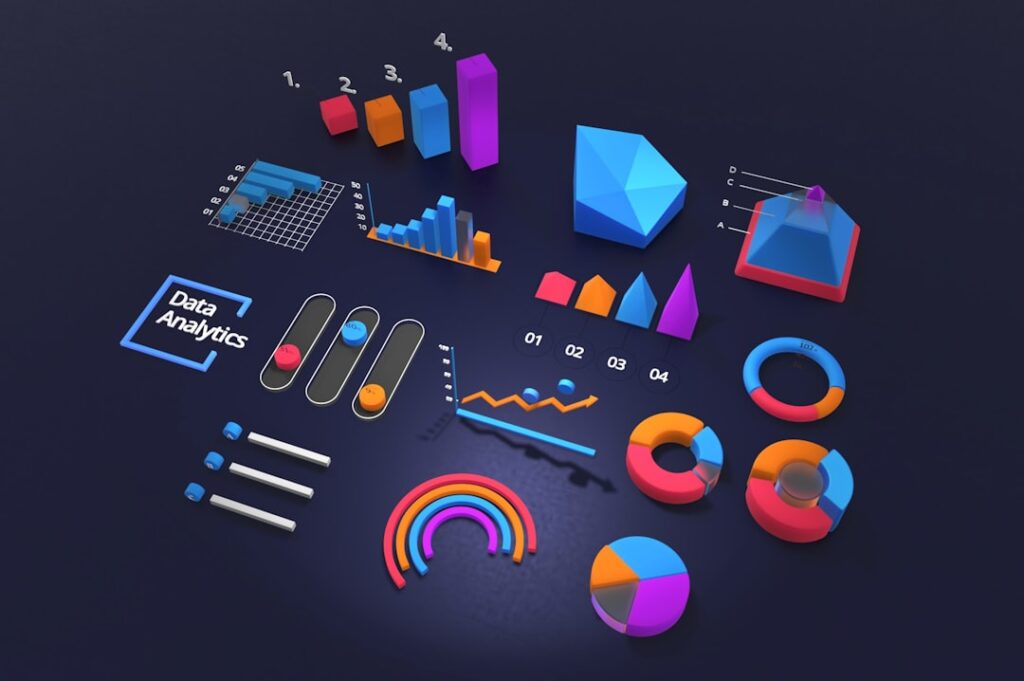 3D data analytics icons including funnels, charts, and pipeline stage visualizations representing the lead generation process.